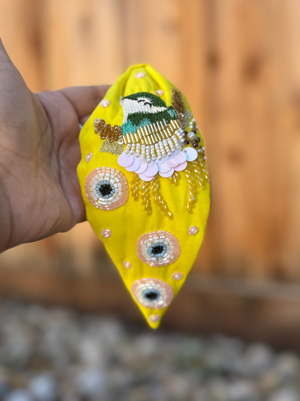Bright Statement headband, Handmade Knot Headband, Wide Knot Headband, Embellished Knot Headband, Seed Bead Headband, gifts for her, daughter gift