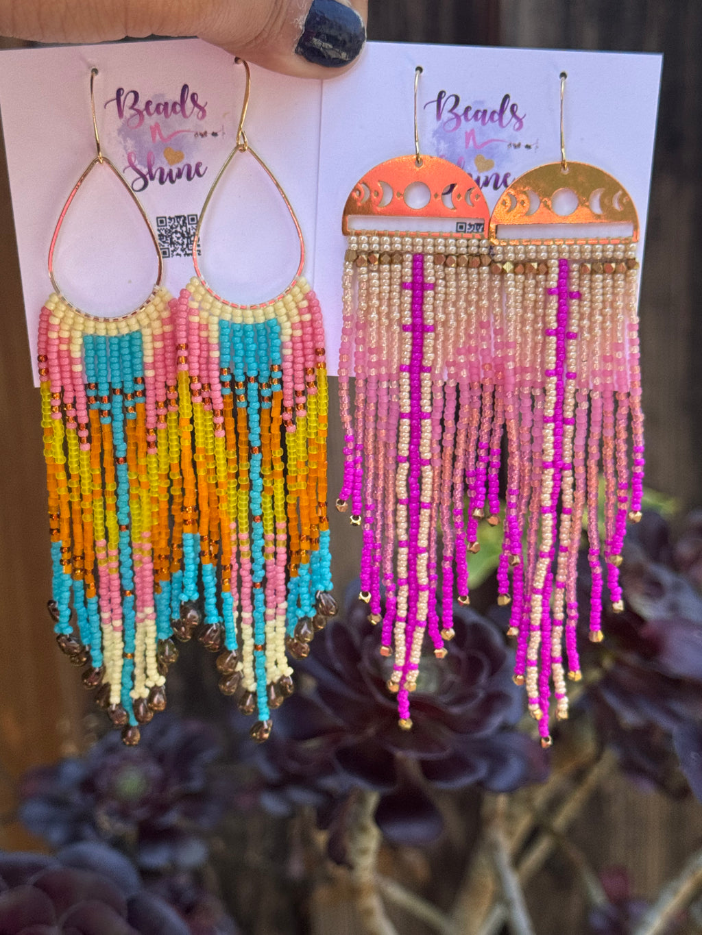 Handmade Statement beaded earrings, medium length earrings, boho earrings, seed bead earrings, gift for women