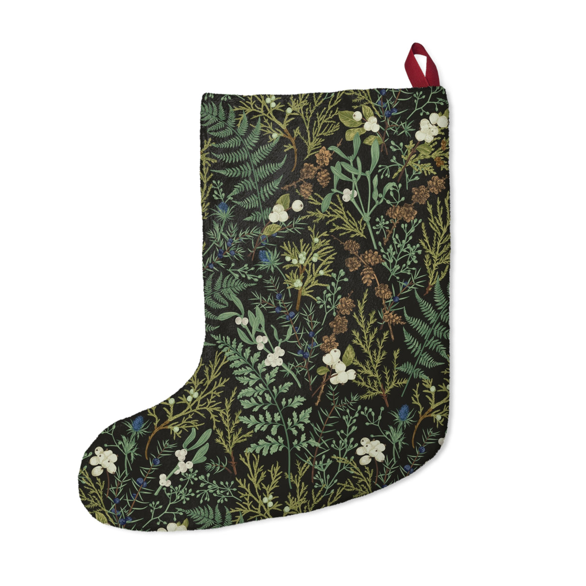 Christmas Stockings, woodland Holiday Decor, Magical Forest Botanical design, Vintage Christmas Stocking, Festive Home Decor