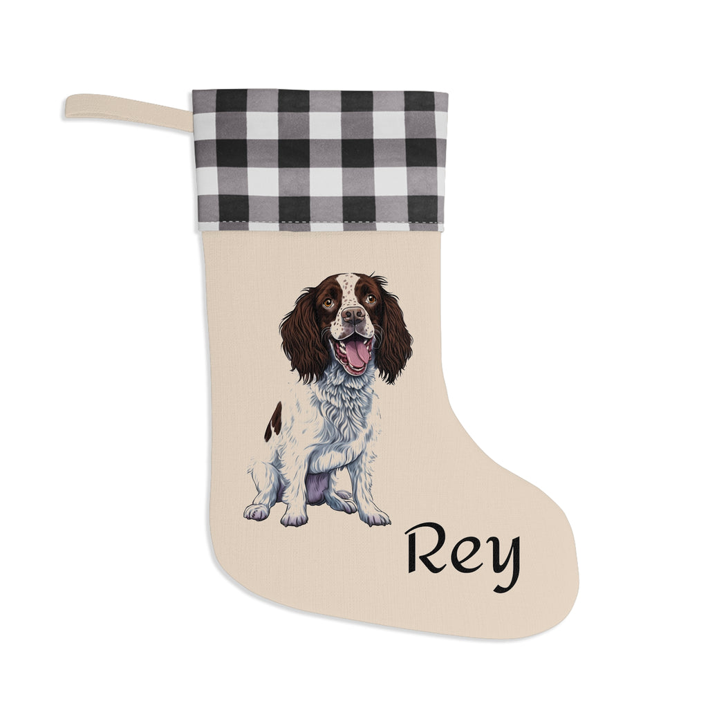 Personalized English springer spaniel Holiday Stocking, pet dog Christmas stocking, gift for dog lovers, dog owners gift, Christmas gift