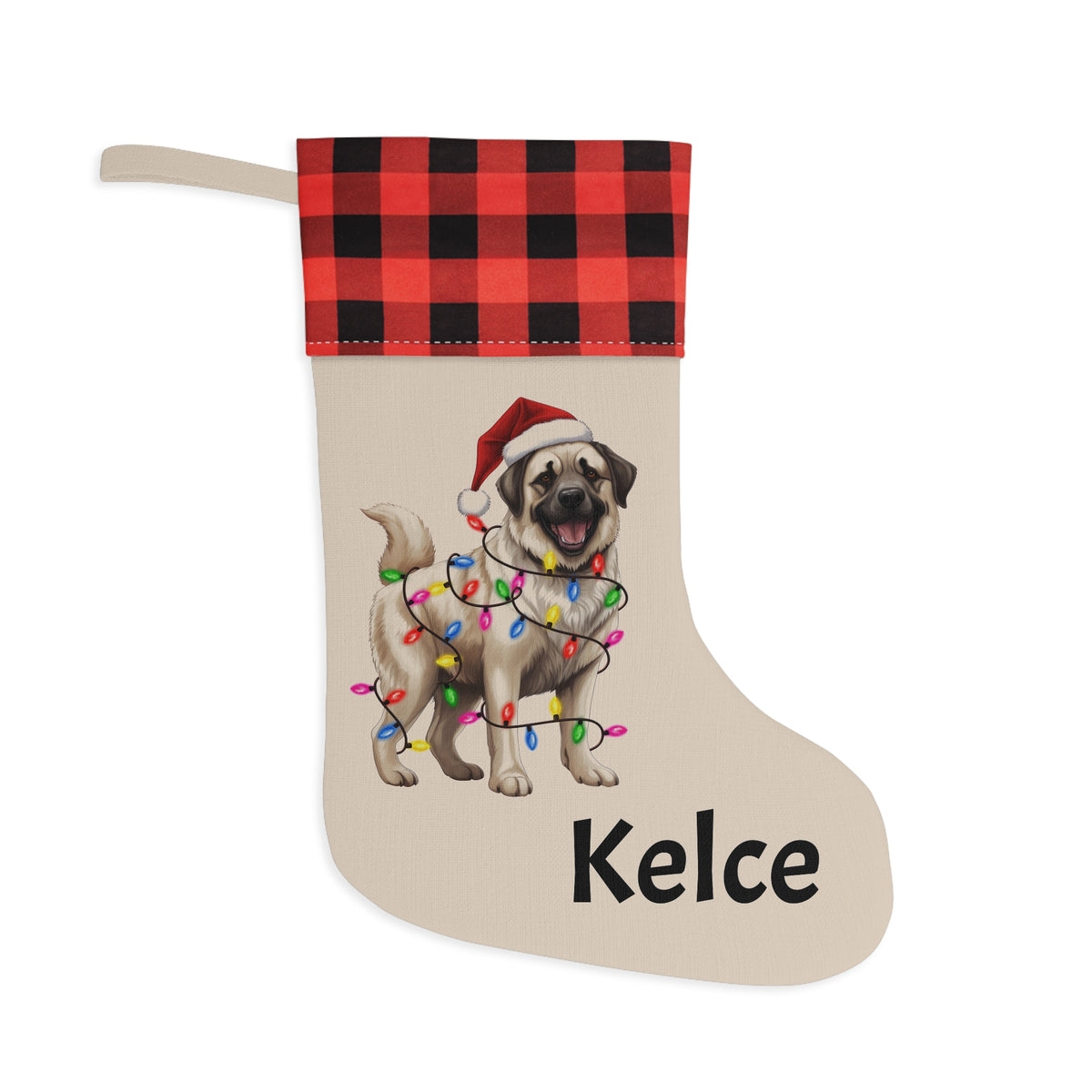 Christmas Stocking, Dog Lovers Gift, Holiday Decor, Anatolian Shepherd, Pet Owner, Mantle Decoration