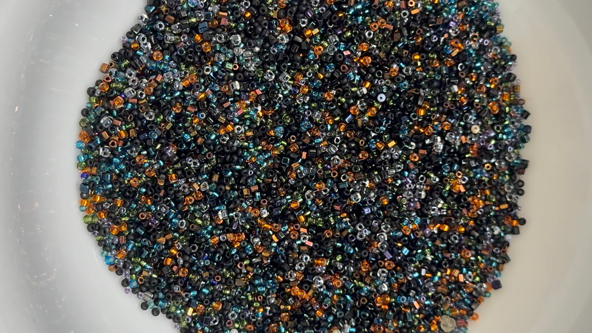 Midnight harvest mix, seed beads mix, size 11/0, 15/0, cube beads,30 grams