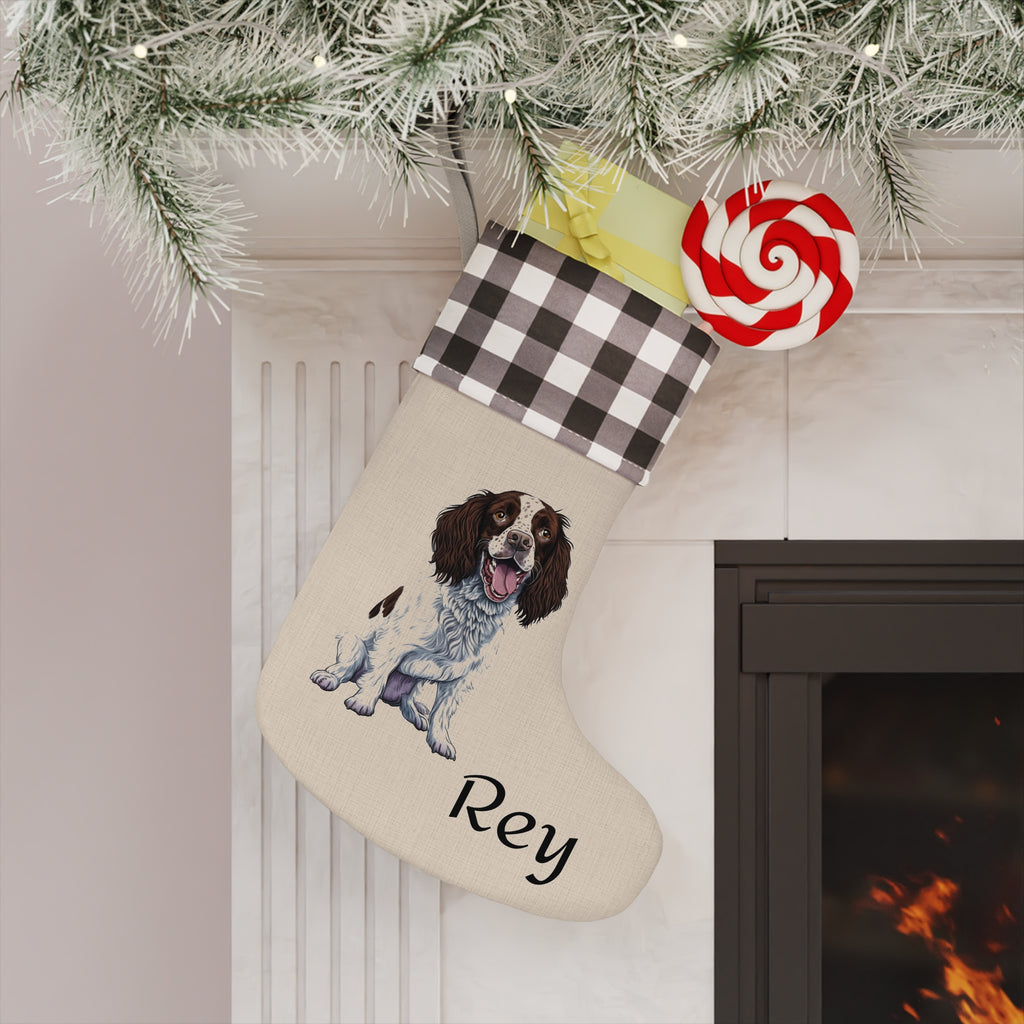 Personalized English springer spaniel Holiday Stocking, pet dog Christmas stocking, gift for dog lovers, dog owners gift, Christmas gift