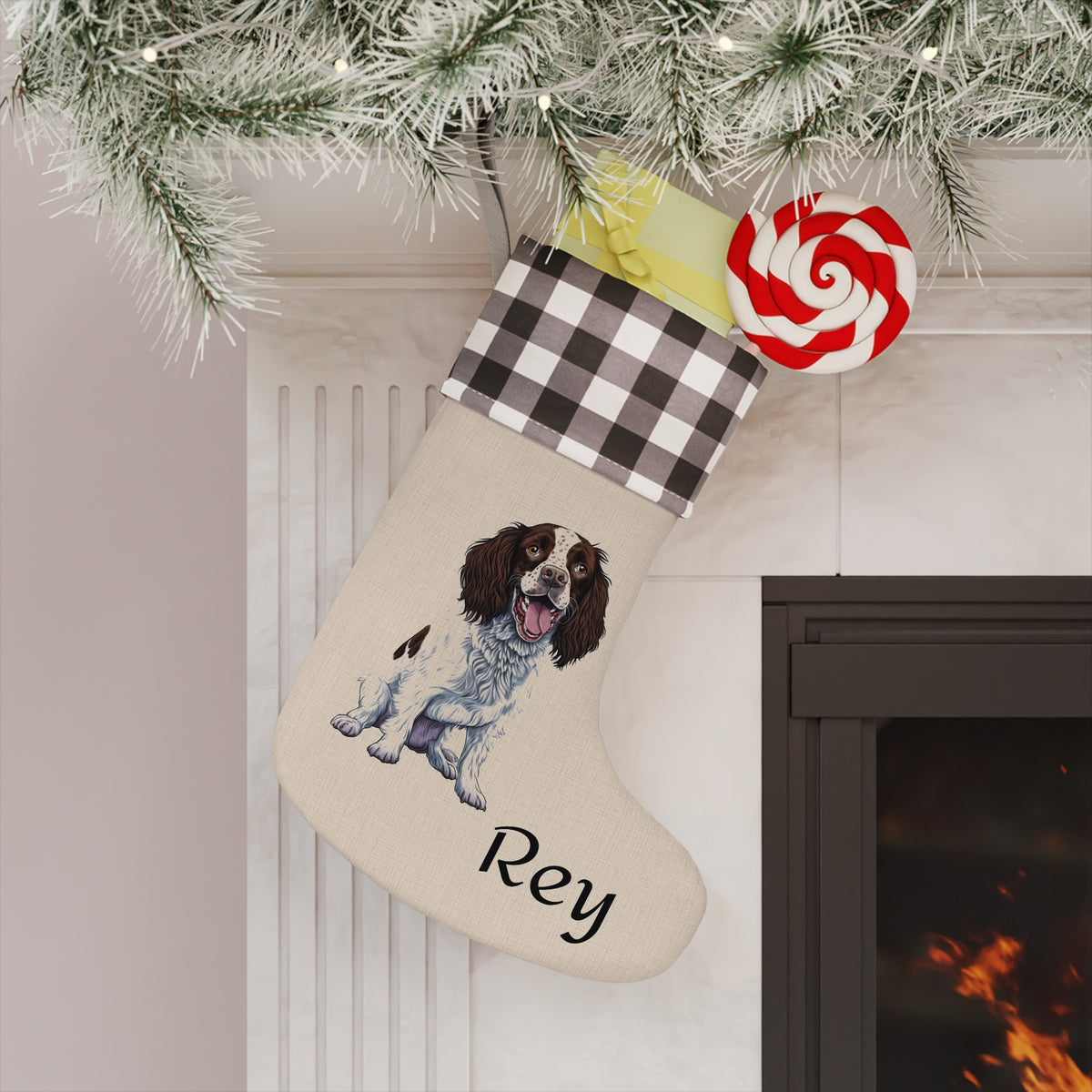 Personalized English springer spaniel Holiday Stocking, pet dog Christmas stocking, gift for dog lovers, dog owners gift, Christmas gift