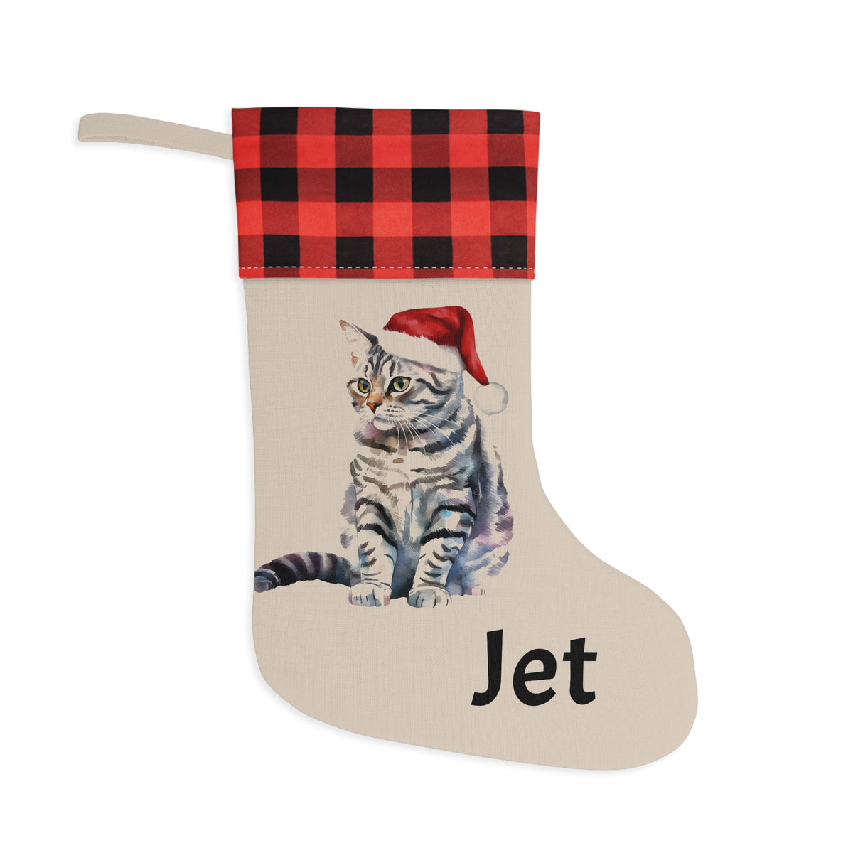 Cat Stocking, Christmas Decor, Holiday Stocking, Pet Lover Gift, Animal Print, Festive Home Decor, Cat Mom Gift