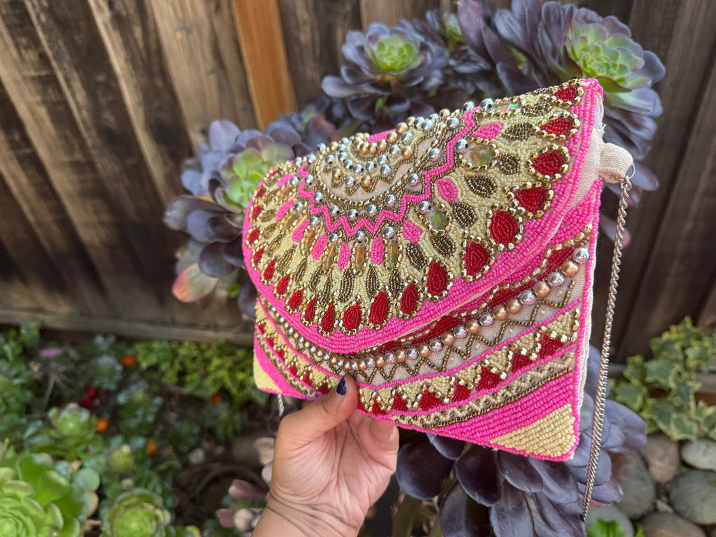 Exquisite Handmade Beaded clutch bag, ornate beaded clutch, evening party bag with string, Gift for her, Bridal wedding bag