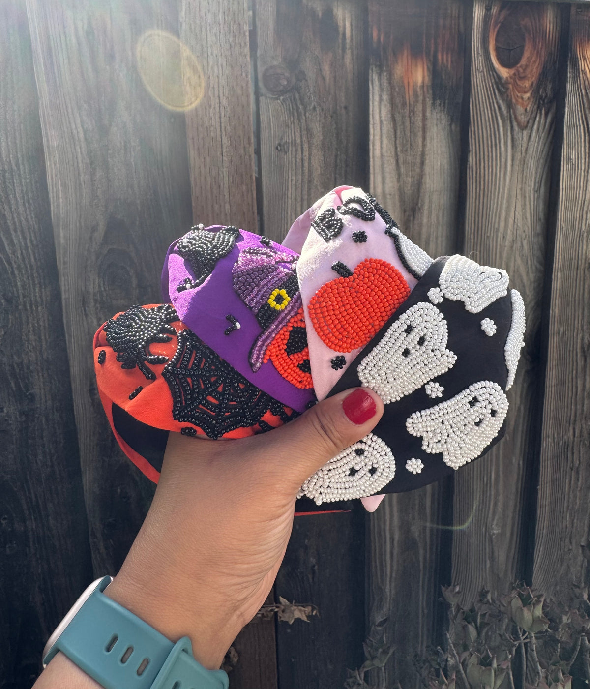 Halloween Statement headband, Handmade Knot Headband, Wide Knot Headband, Embellished Knot Headband, Seed Bead Headband