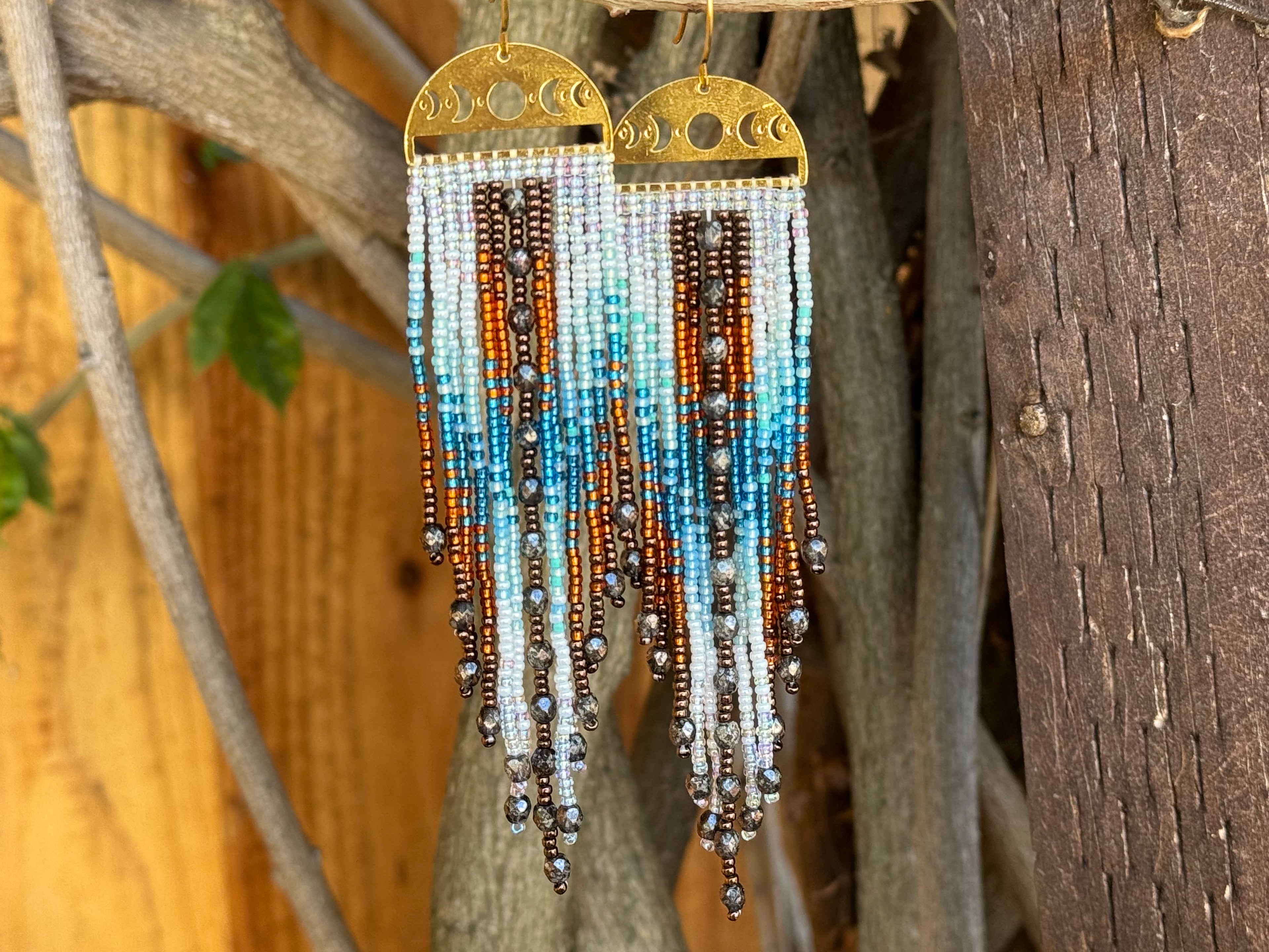 Handmade Statement beaded earrings,boho earrings, seed bead earrings, gift for women
