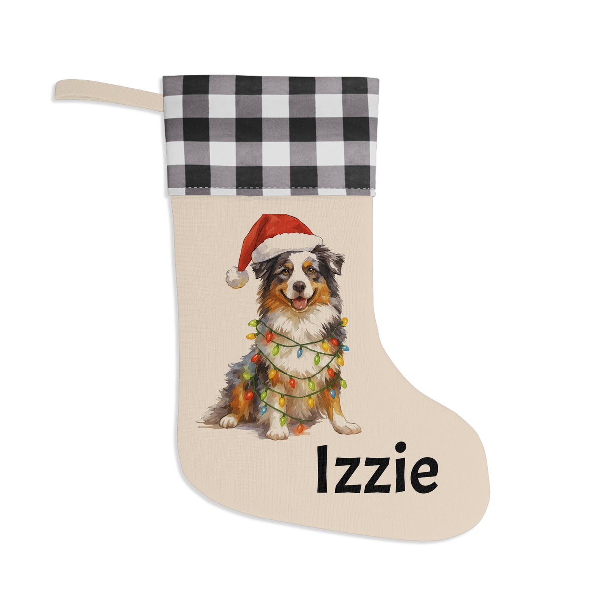 Personalized Border Collie Dog Christmas Stocking - Pet Lover Holiday Decor, Custom Name Embroidered, Xmas Gift for Dog Owners, Festive