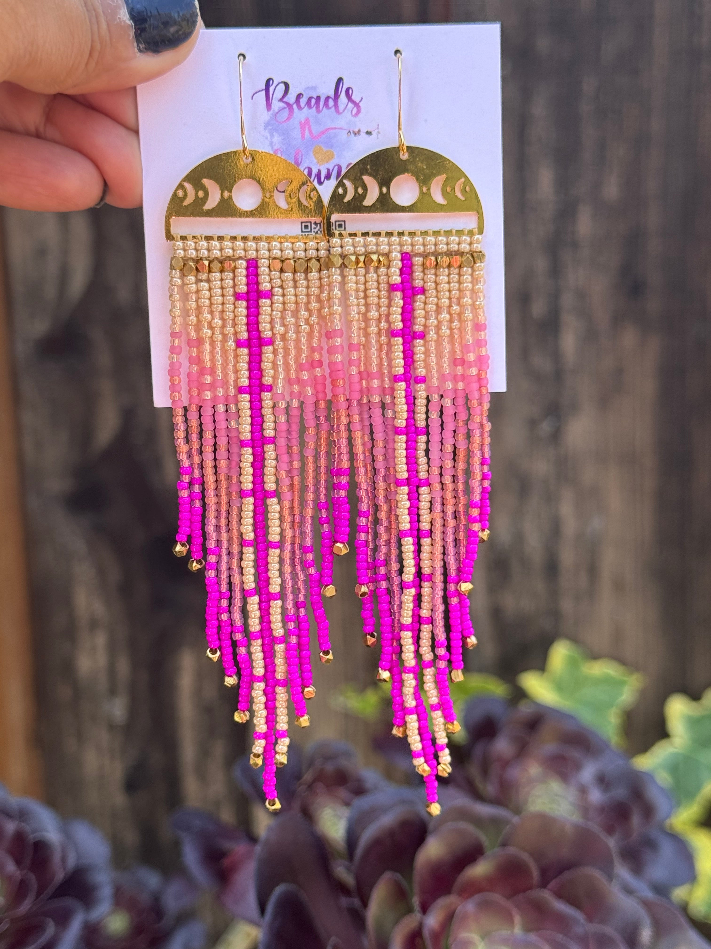 Handmade Statement beaded earrings, medium length earrings, boho earrings, seed bead earrings, gift for women