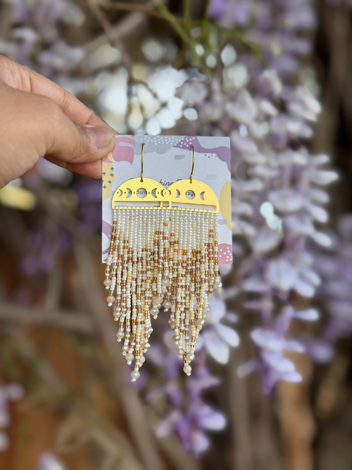 Handmade Statement beaded earrings, medium length earrings, boho earrings, seed bead earrings, gift for women