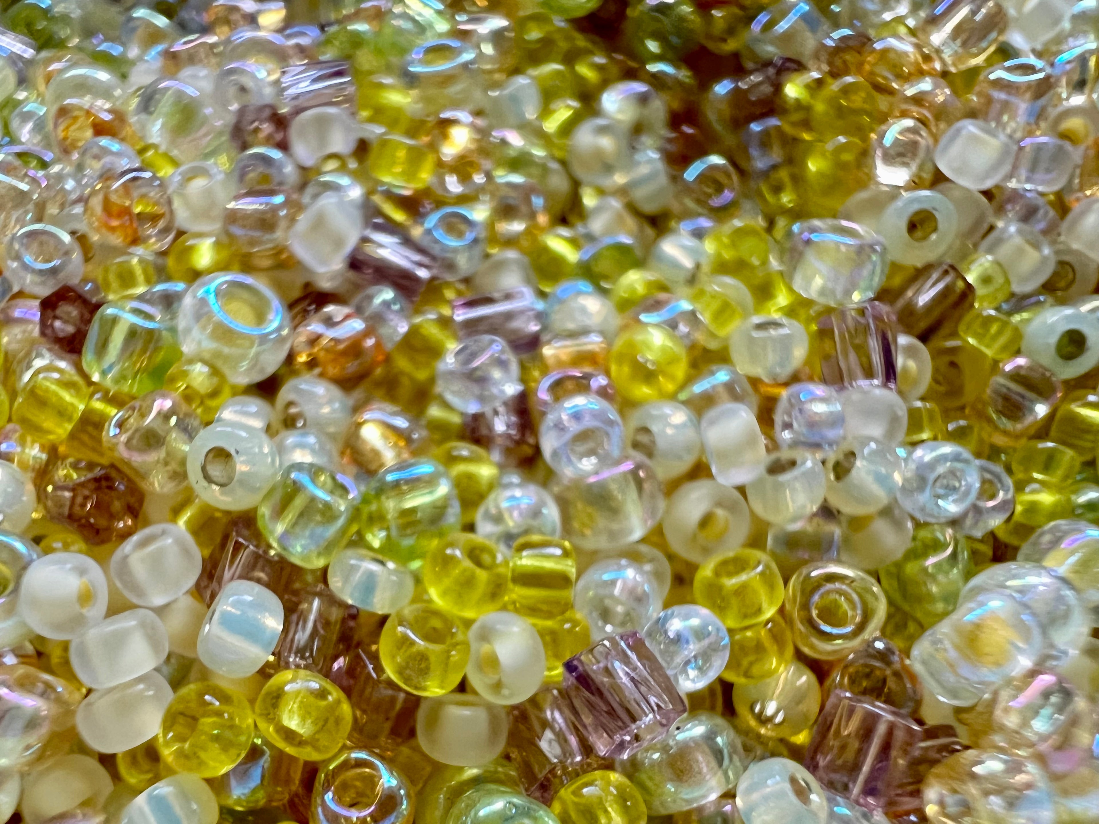 Lemon twist Mix Czech seed beads, size 11/0 and 12/0 2mm,3mm cubic beads 30 grams, C02