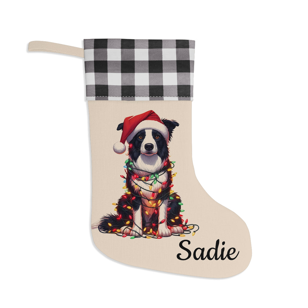Christmas Stocking, Holiday Stocking, Dog Lover Christmas Decor, Border Collie Gift, Pet Owner Stocking Stuffer