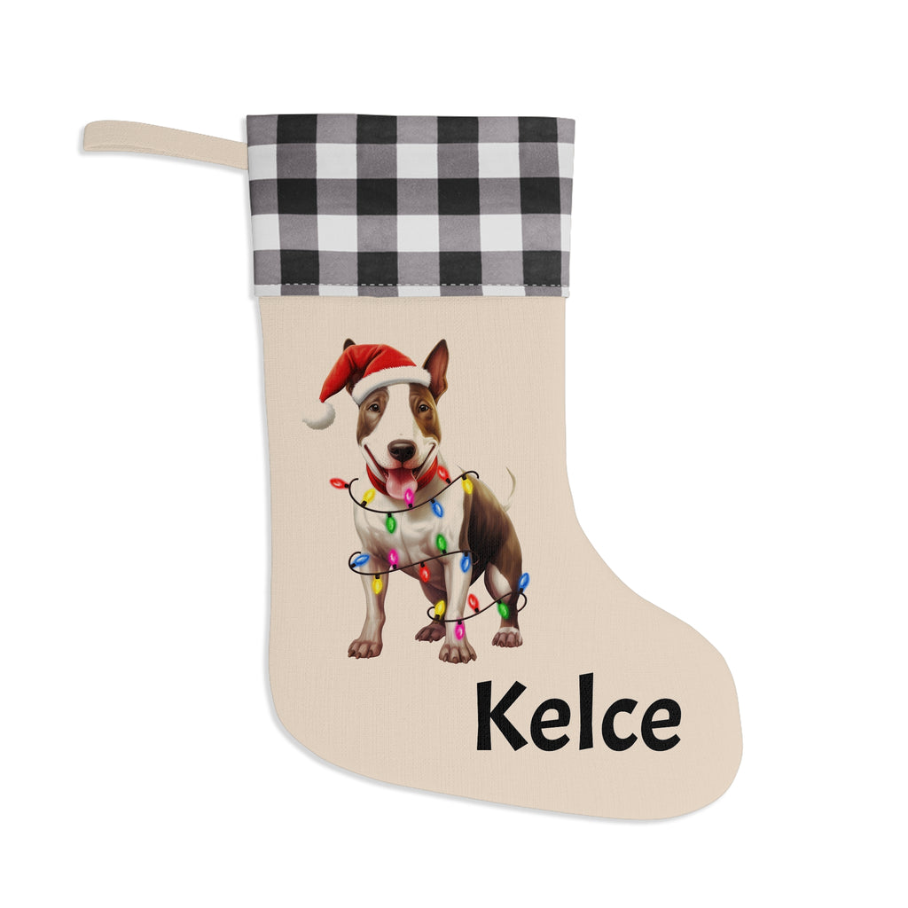 Christmas Stocking, Bull terrier Dog Stocking, Holiday Decor, Dog Lover Gift, Personalized Stocking, Pet Owners Gift