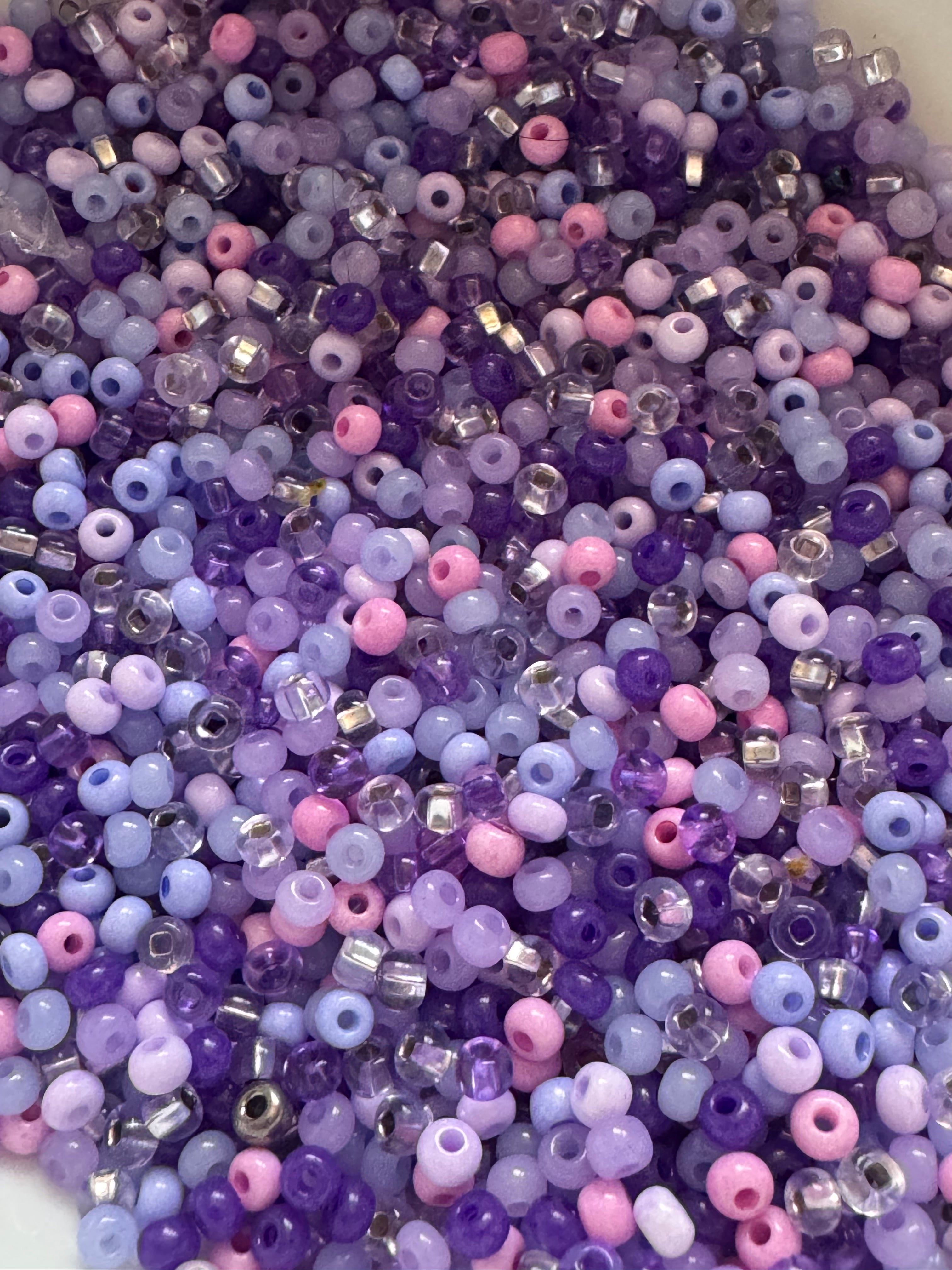 Purple passion Czech seed beads, size 11/0 and 6/0, 30 grams,