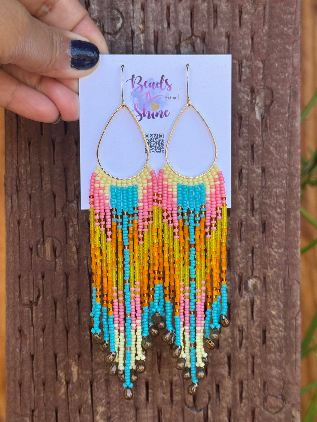Handmade Statement beaded earrings, medium length earrings, boho earrings, seed bead earrings, gift for women