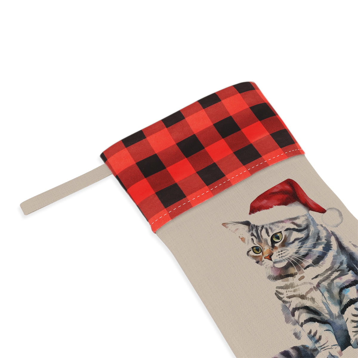 Cat Stocking, Christmas Decor, Holiday Stocking, Pet Lover Gift, Animal Print, Festive Home Decor, Cat Mom Gift