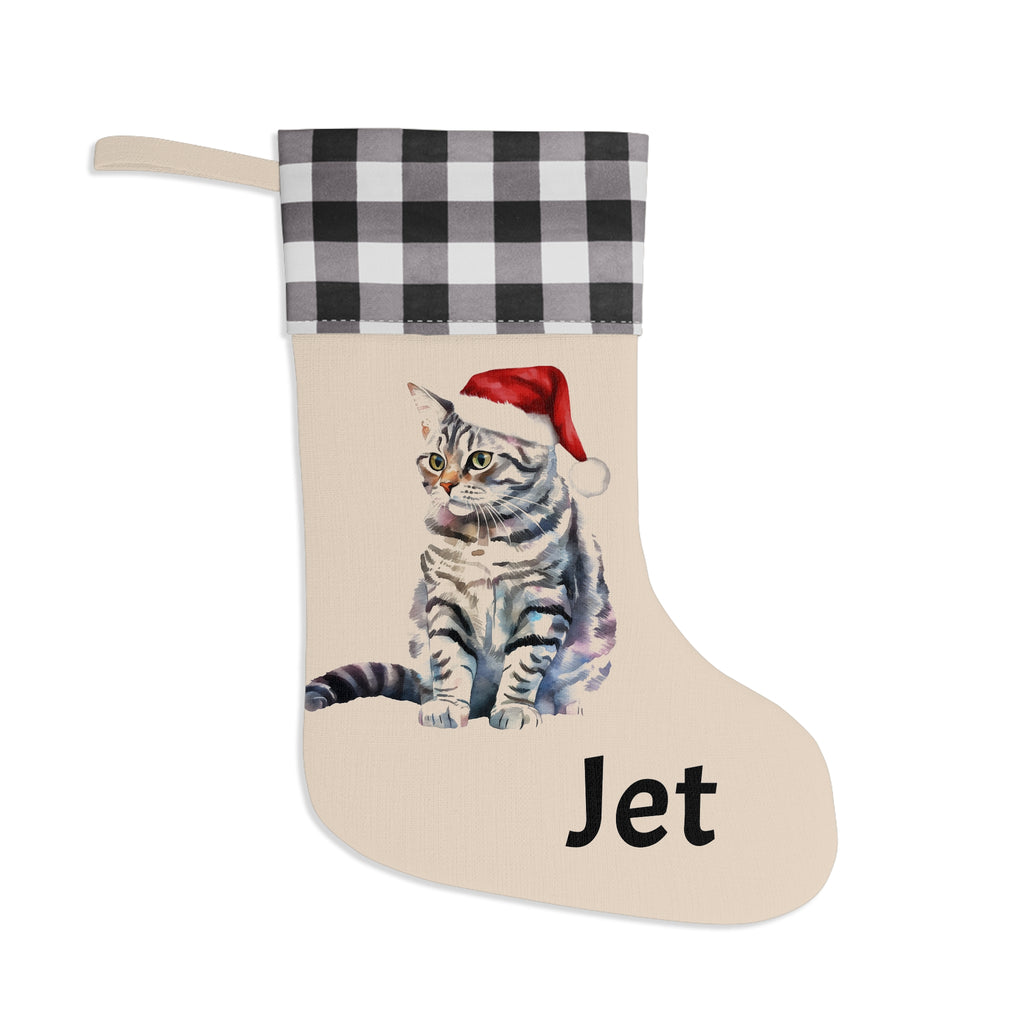Cat Stocking, Christmas Decor, Holiday Stocking, Pet Lover Gift, Animal Print, Festive Home Decor, Cat Mom Gift