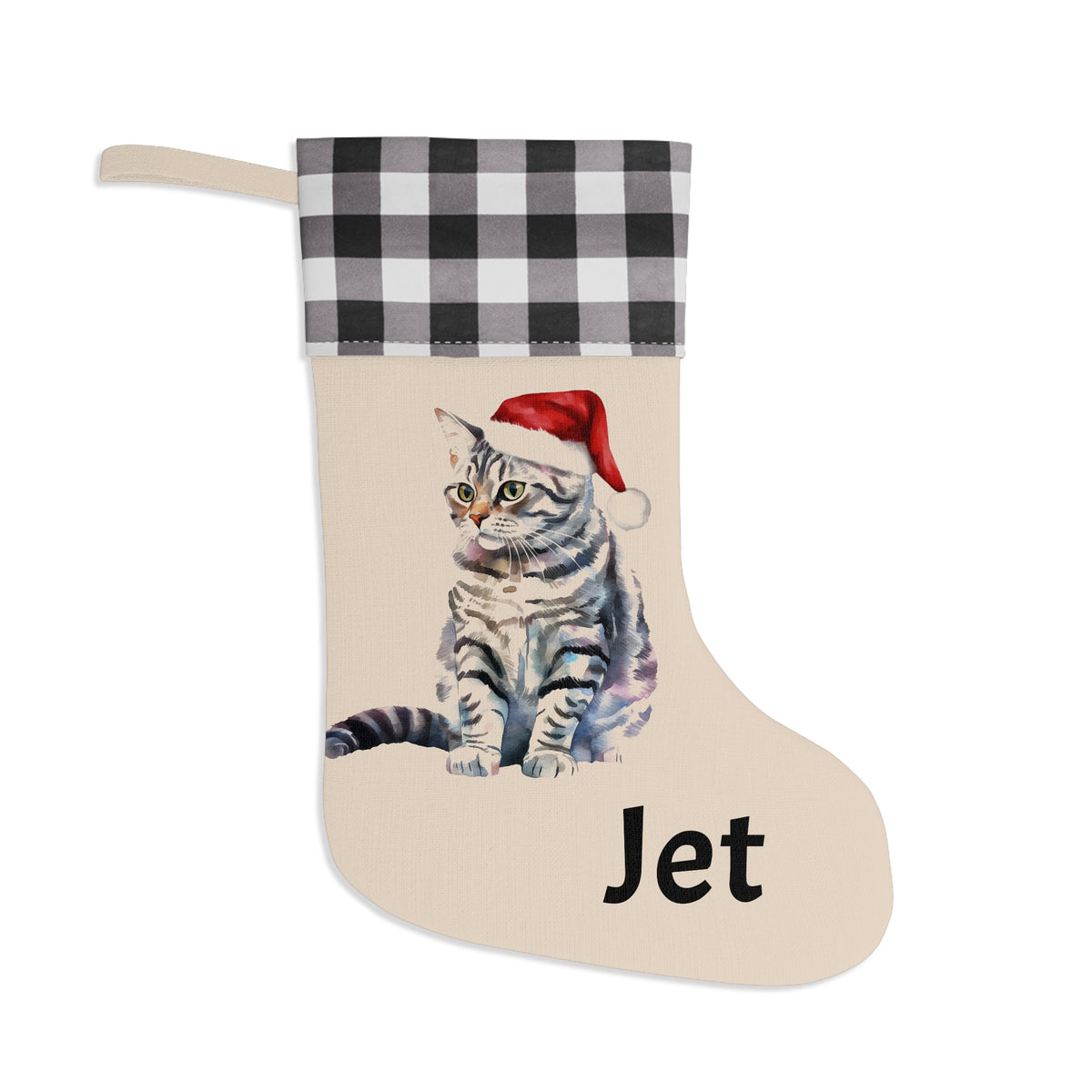 Cat Stocking, Christmas Decor, Holiday Stocking, Pet Lover Gift, Animal Print, Festive Home Decor, Cat Mom Gift