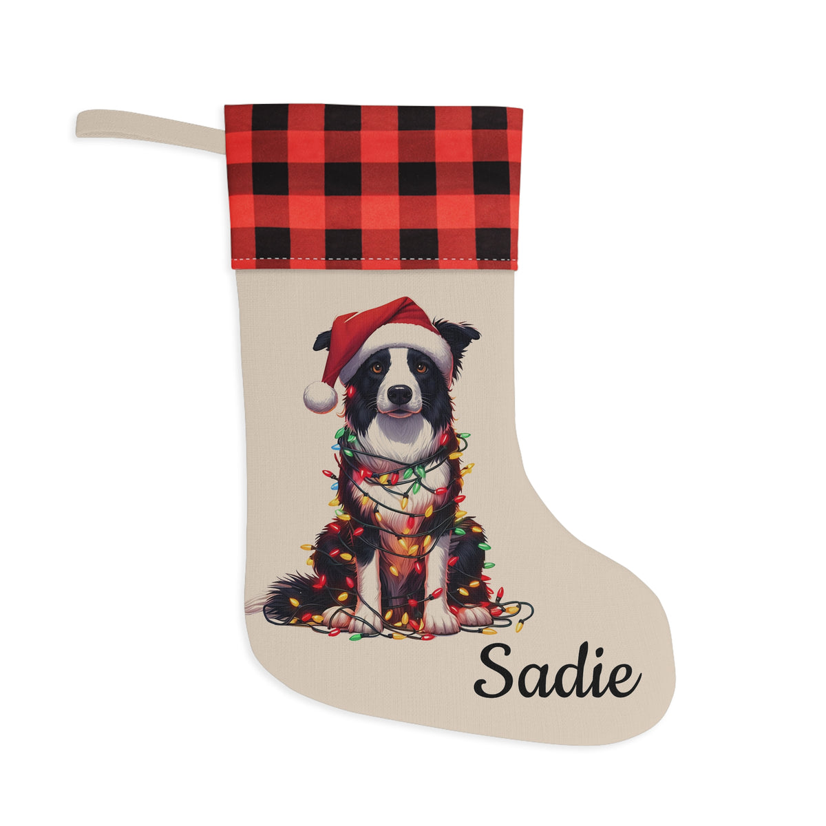 Christmas Stocking, Holiday Stocking, Dog Lover Christmas Decor, Border Collie Gift, Pet Owner Stocking Stuffer
