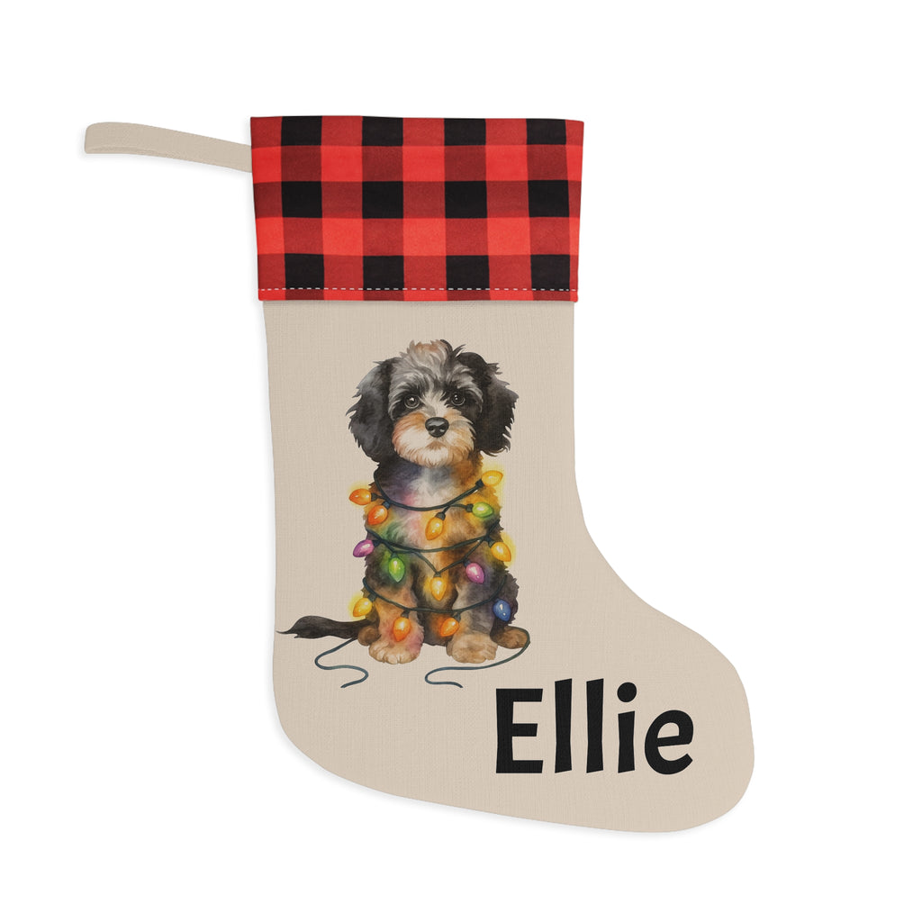 Cavapoo Christmas Stocking, Dog Lover Gift, Holiday Decor, Pet Stocking, Cute Yorkie, Christmas Gift