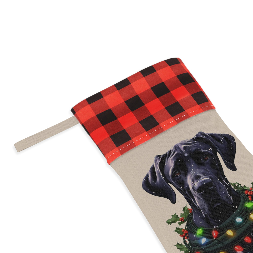 Christmas Stocking, Black Great Dane Design, Holiday Gift, Dog Lover Gift, Pet Owner Decor, Unique Stocking