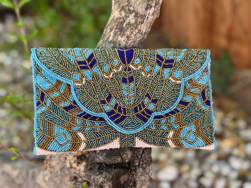 Exquisite Handmade Beaded clutch bag, detailed beaded clutch, evening party bag with string, Gift for her