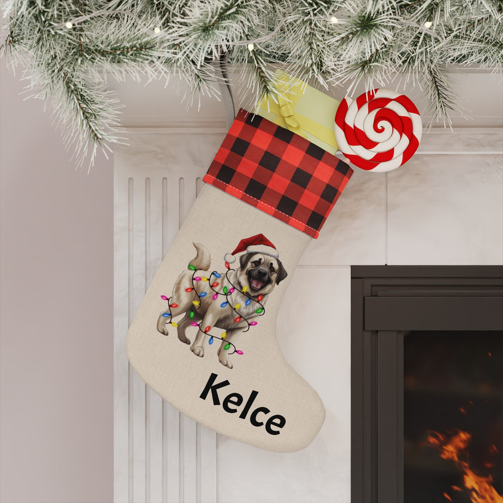 Christmas Stocking, Dog Lovers Gift, Holiday Decor, Anatolian Shepherd, Pet Owner, Mantle Decoration
