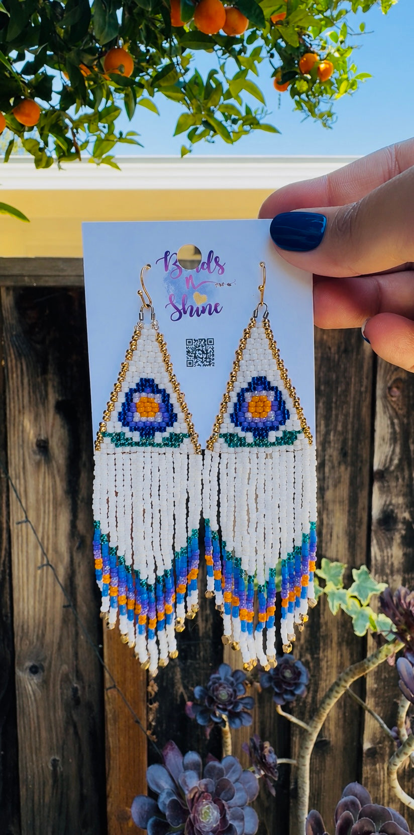 Handbeaded earrings, seed bead fringe, boho statement jewelry, long tassel earrings, summer festival style, unique birthday,lightweight statement, made in California
