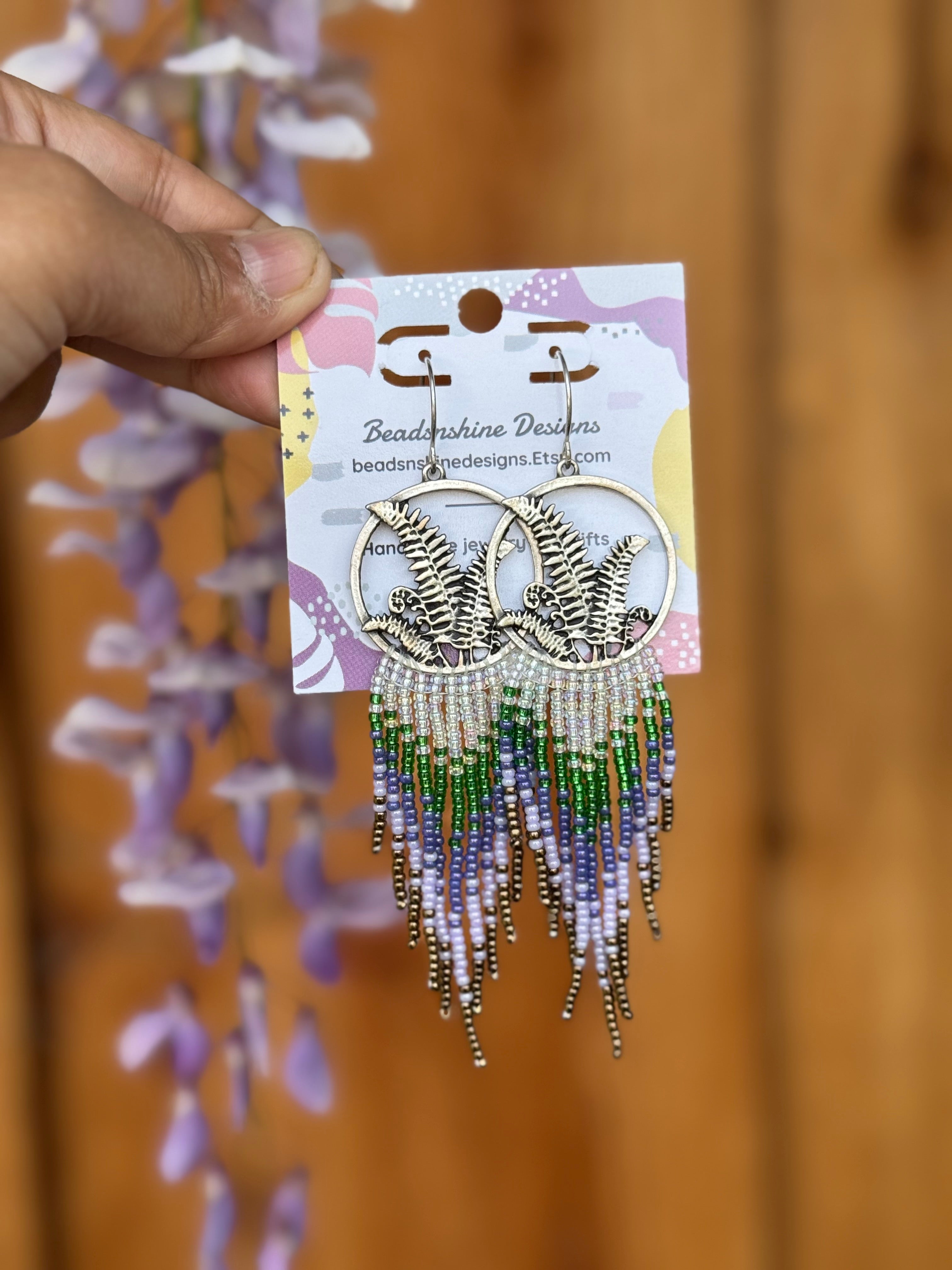 Handmade fringe beaded earrings,boho earrings, seed bead earrings, gift for women