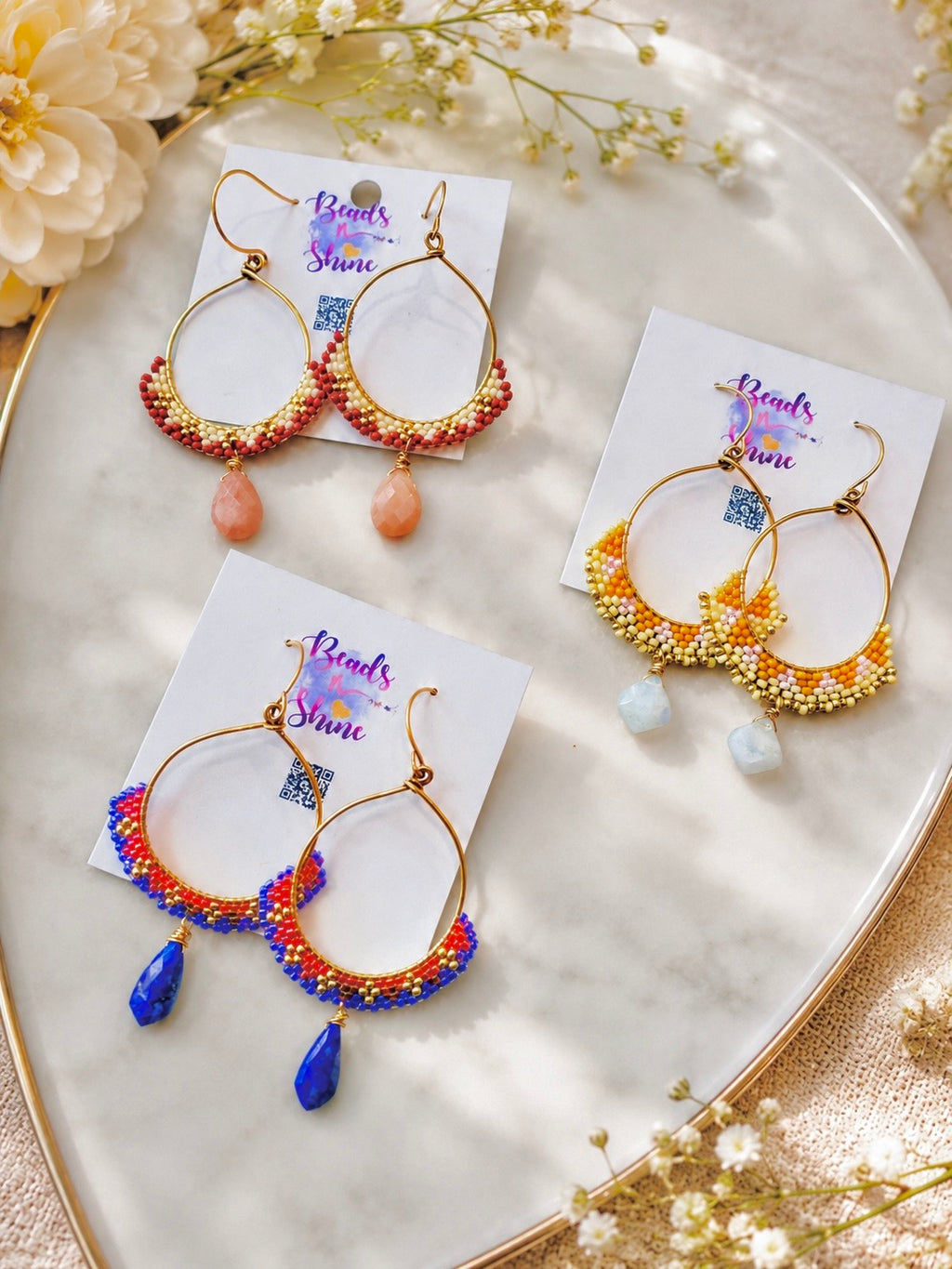 Colorido Statement beaded earrings, handmade boho earrings, seed bead earrings, bead weave earrings, lead and nickel free
