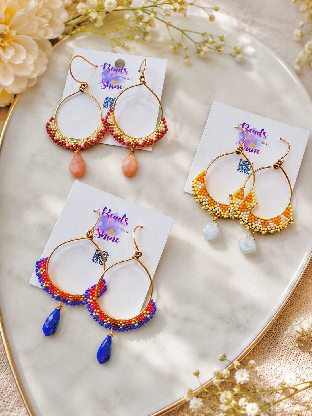 Colorido Statement beaded earrings, handmade boho earrings, seed bead earrings, bead weave earrings, lead and nickel free