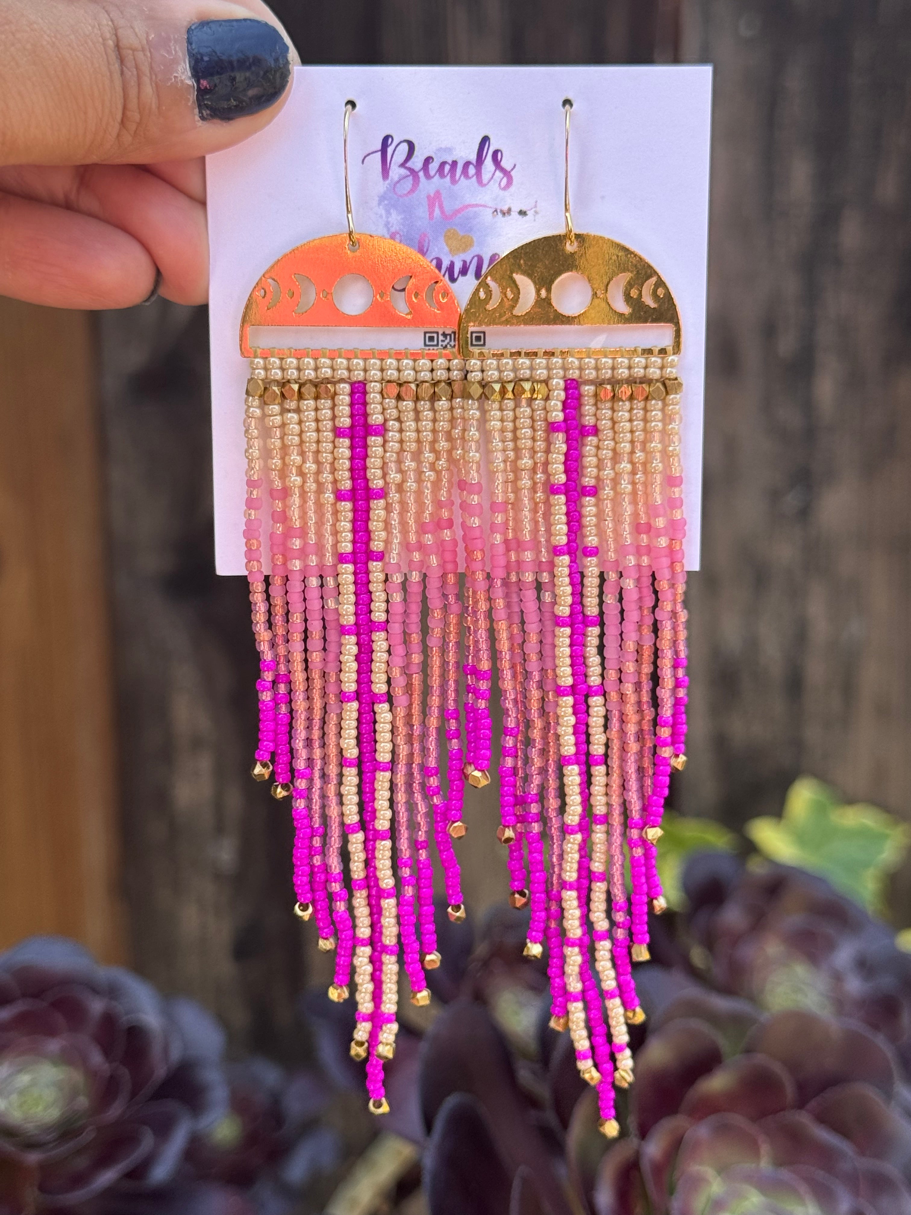 Handmade Statement beaded earrings, medium length earrings, boho earrings, seed bead earrings, gift for women