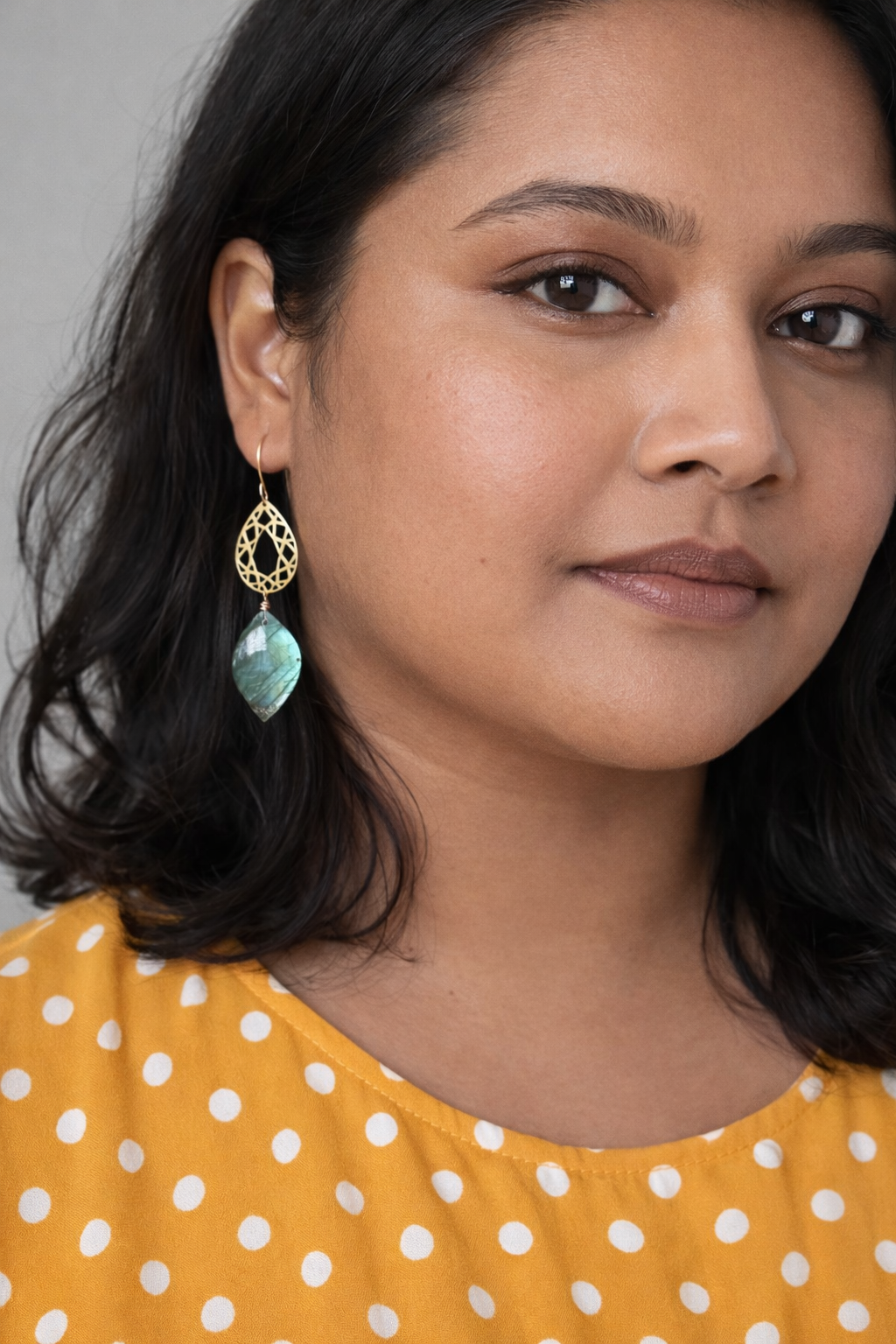 Statement earrings, gold labradorite dangles, Modern boho earrings, labradorite earrings