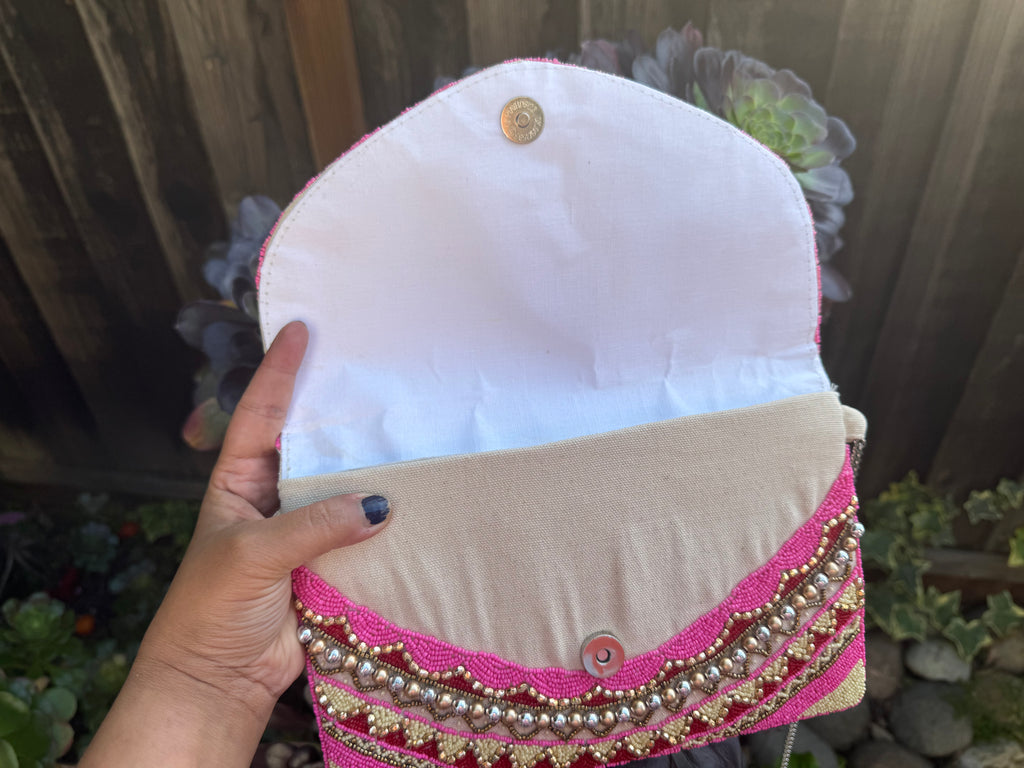 Exquisite Handmade Beaded clutch bag, ornate beaded clutch, evening party bag with string, Gift for her, Bridal wedding bag