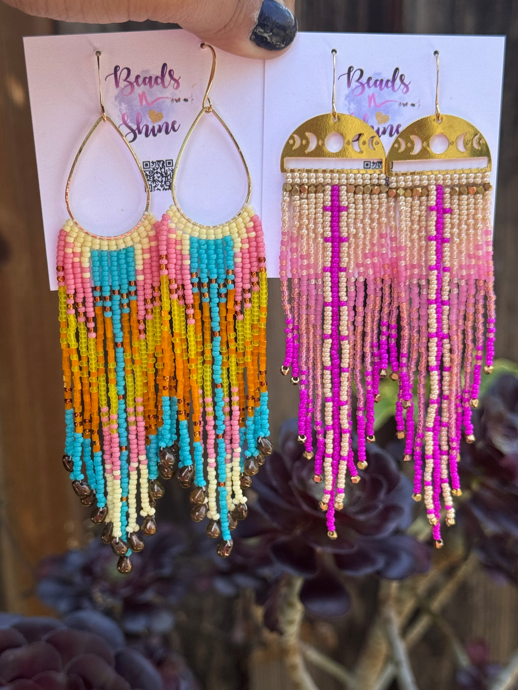Handmade Statement beaded earrings, medium length earrings, boho earrings, seed bead earrings, gift for women