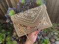 Exquisite Handmade Beaded clutch bag, gold beaded clutch, evening party bag with string, Gift for her, Bridal wedding bag