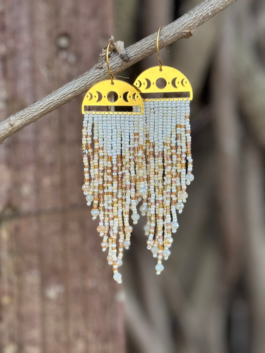 Handmade Statement beaded earrings, medium length earrings, boho earrings, seed bead earrings, gift for women