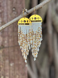 Handmade Statement beaded earrings, medium length earrings, boho earrings, seed bead earrings, gift for women