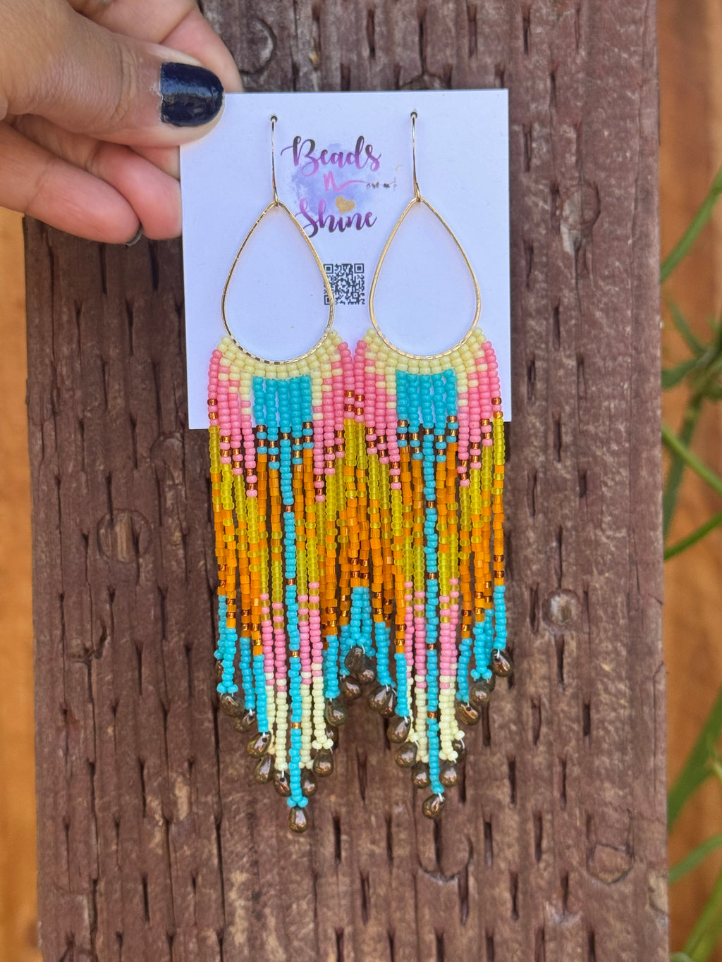 Handmade Statement beaded earrings, medium length earrings, boho earrings, seed bead earrings, gift for women