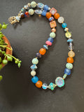 Handcrafted Czech Glass & Gemstone Layered Necklace | Boho Statement Necklace | Artisan Beaded Jewelry | beaded choker | adjustable 2”