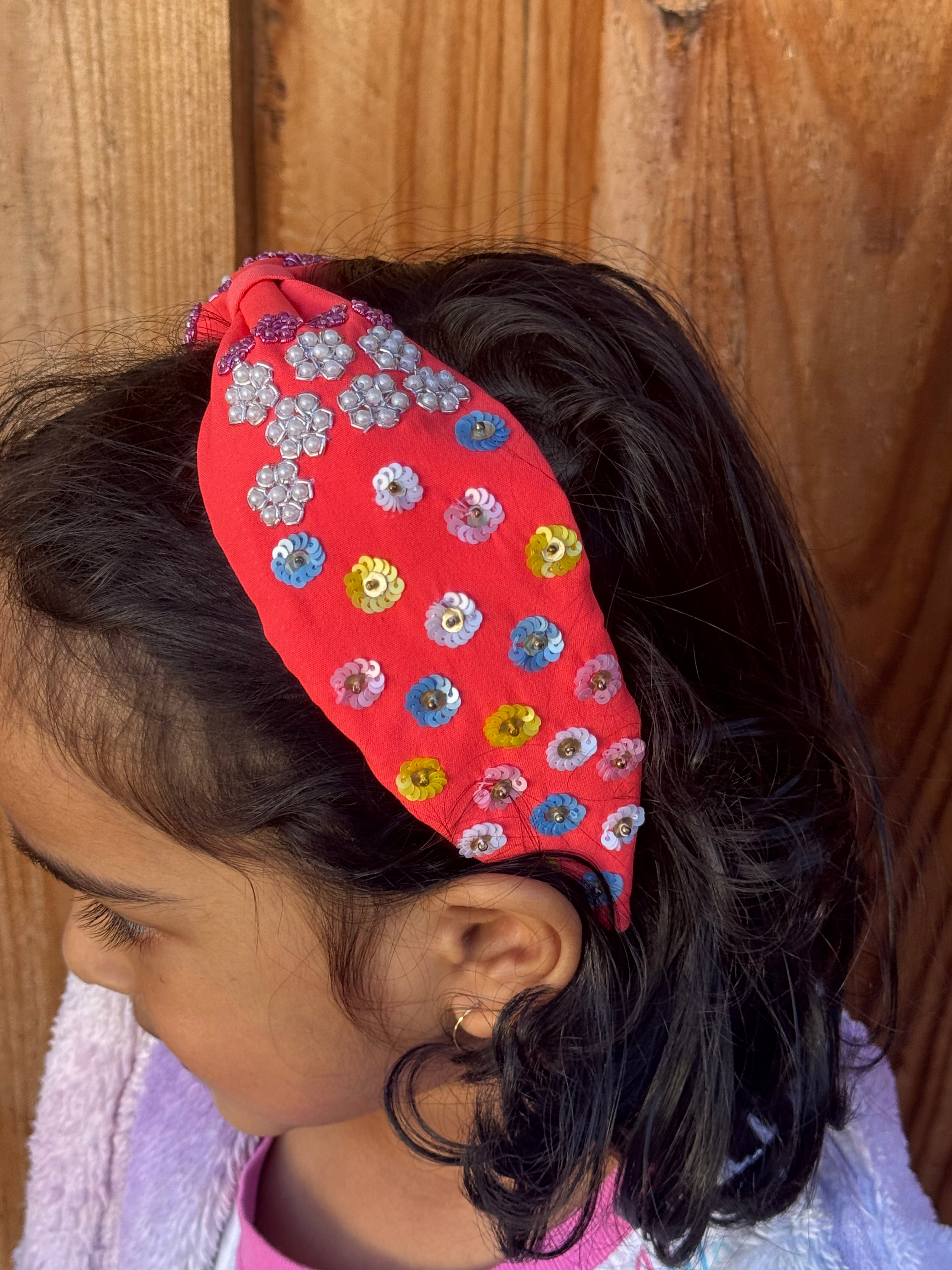 Bright Statement headband, Handmade Knot Headband, Wide Knot Headband, Seed Bead Headband, gifts for her, daughter gift