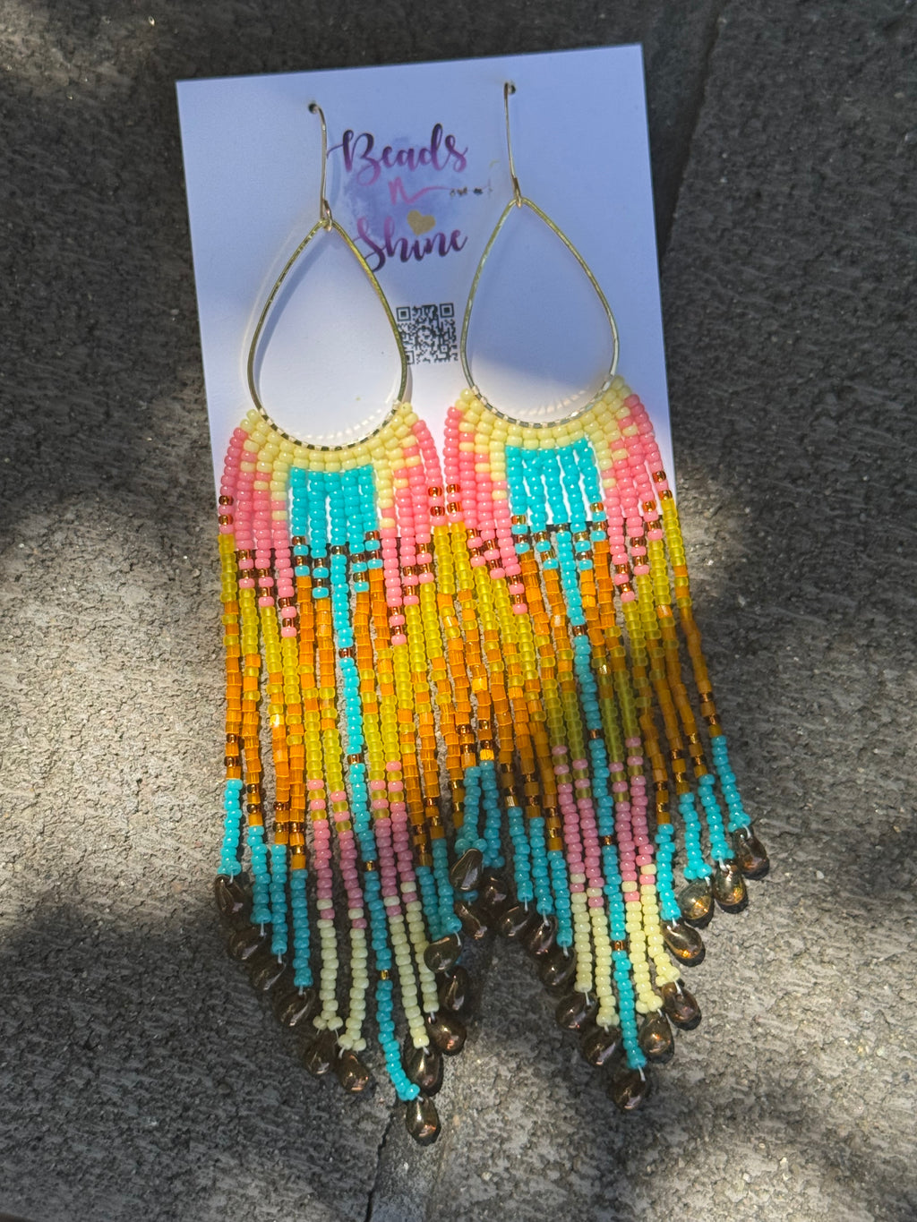 Handmade Statement beaded earrings, medium length earrings, boho earrings, seed bead earrings, gift for women