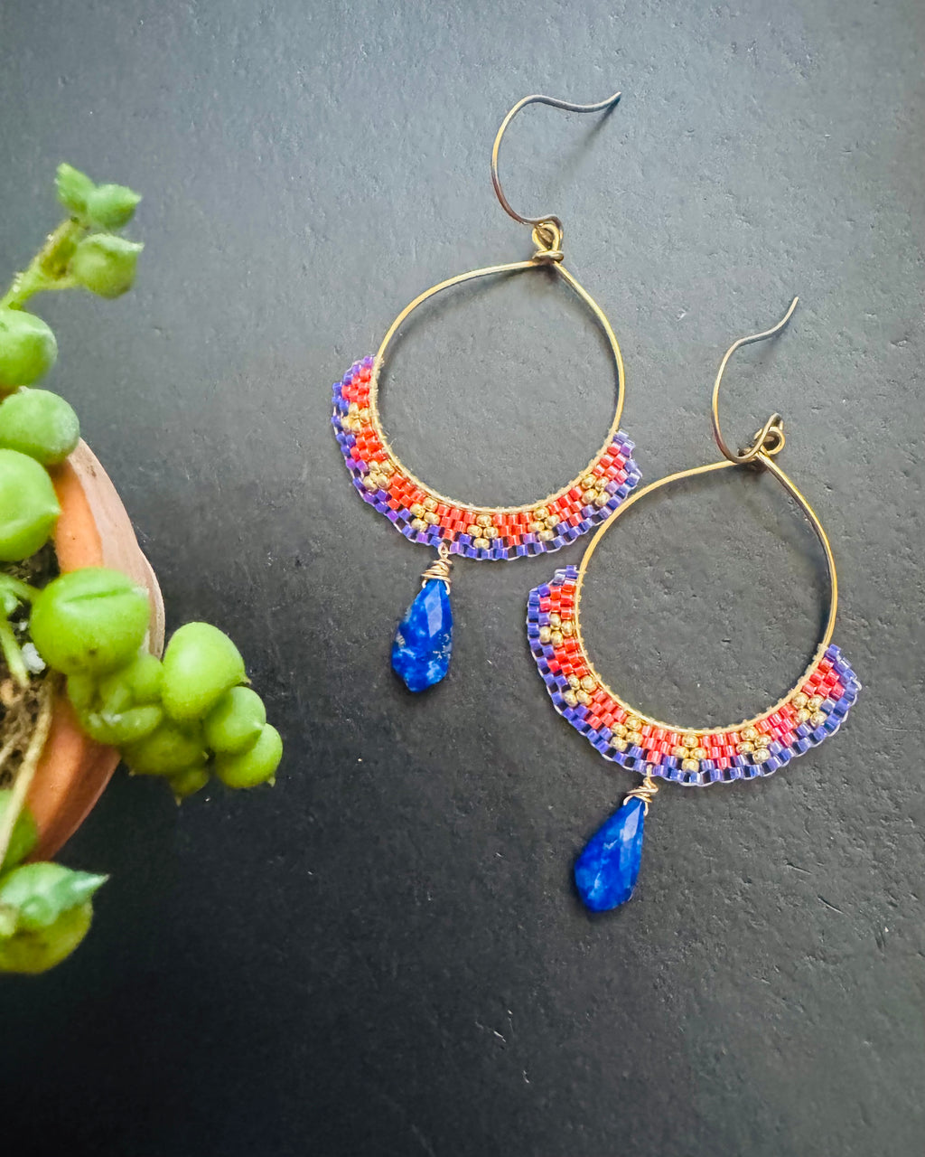 Colorido Statement beaded earrings, handmade boho earrings, seed bead earrings, bead weave earrings, lead and nickel free