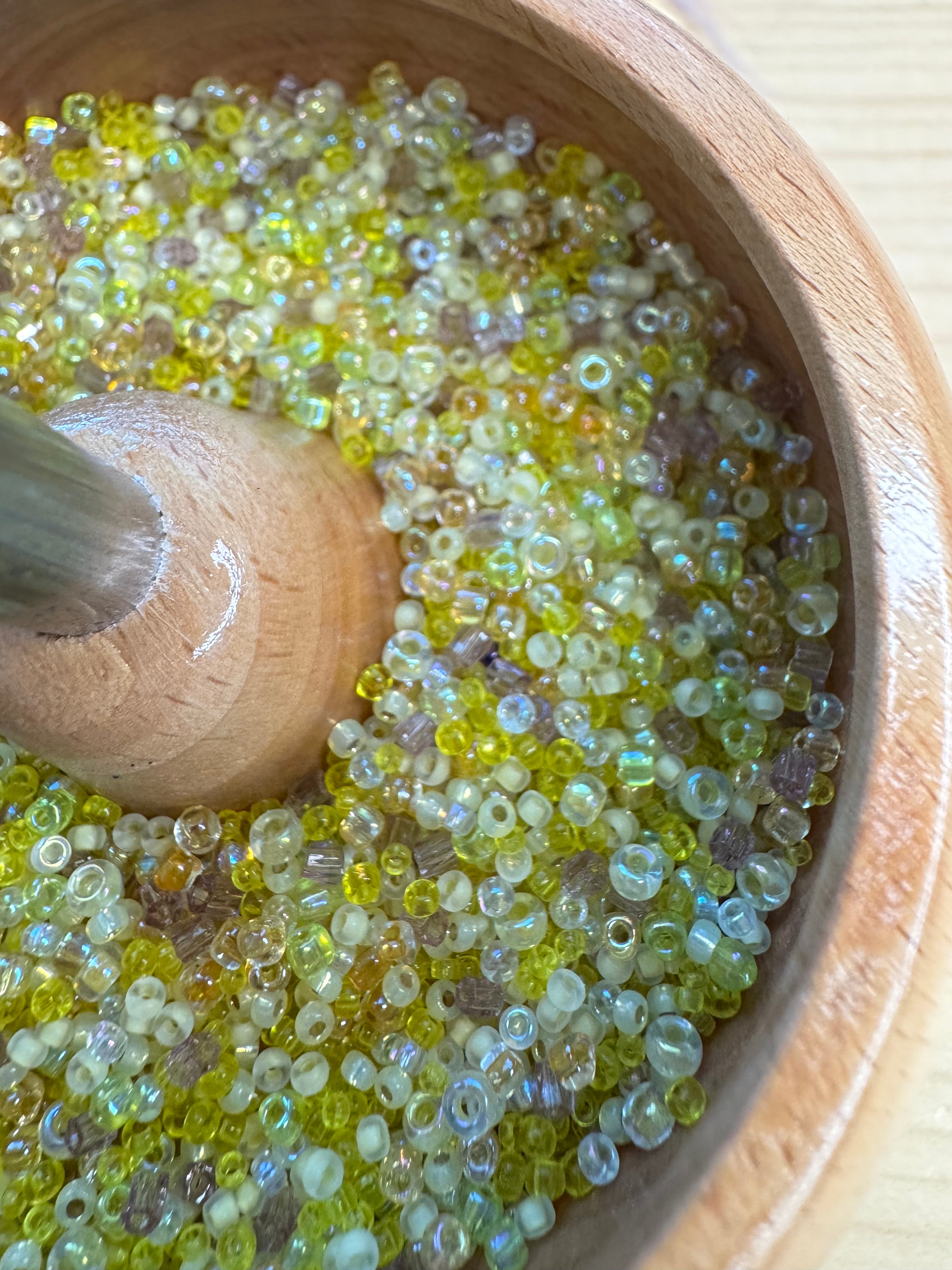 Lemon twist Mix Czech seed beads, size 11/0 and 12/0 2mm,3mm cubic beads 30 grams, C02
