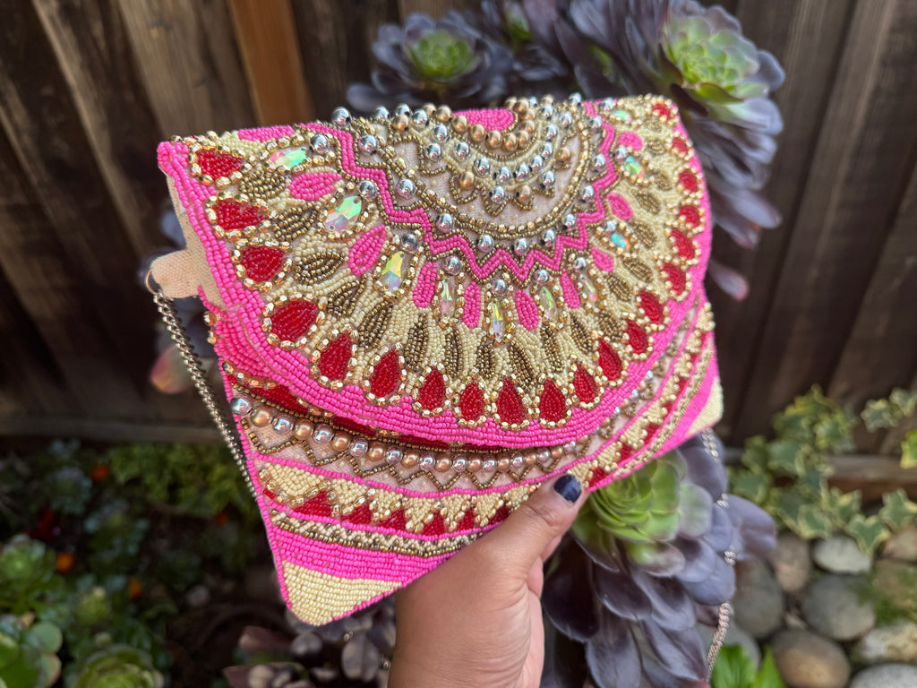 Exquisite Handmade Beaded clutch bag, ornate beaded clutch, evening party bag with string, Gift for her, Bridal wedding bag