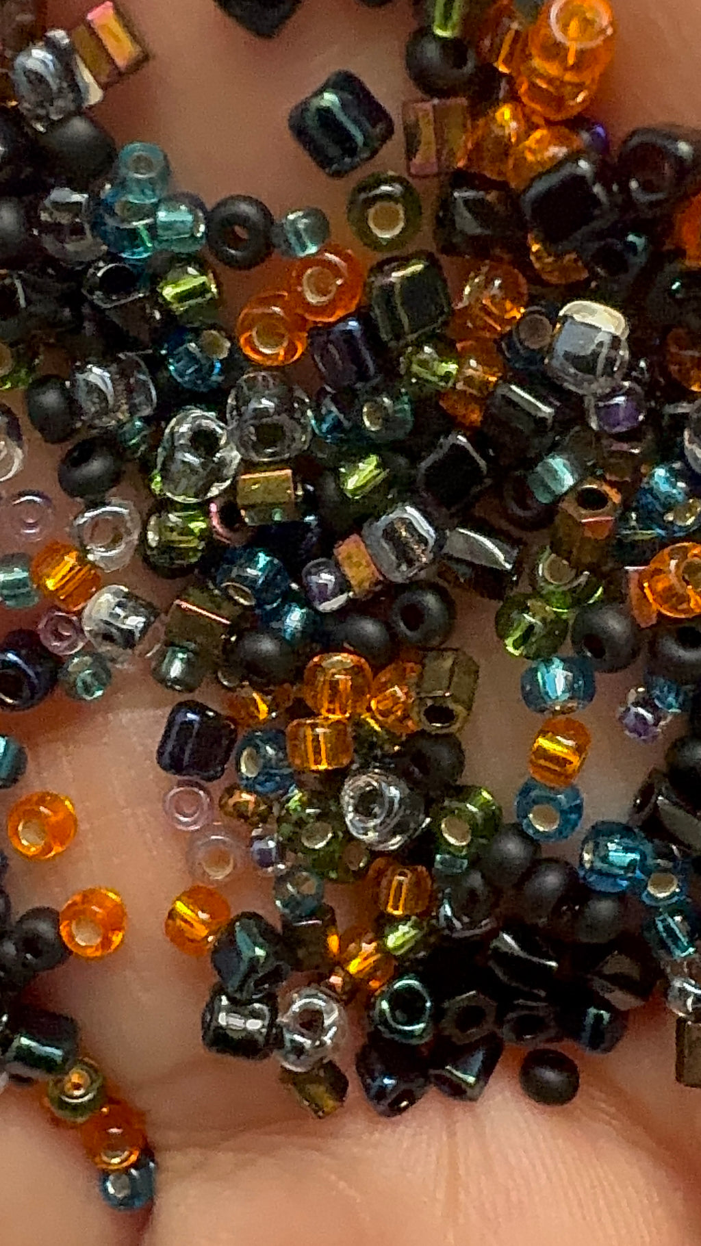 Midnight harvest mix, seed beads mix, size 11/0, 15/0, cube beads,30 grams
