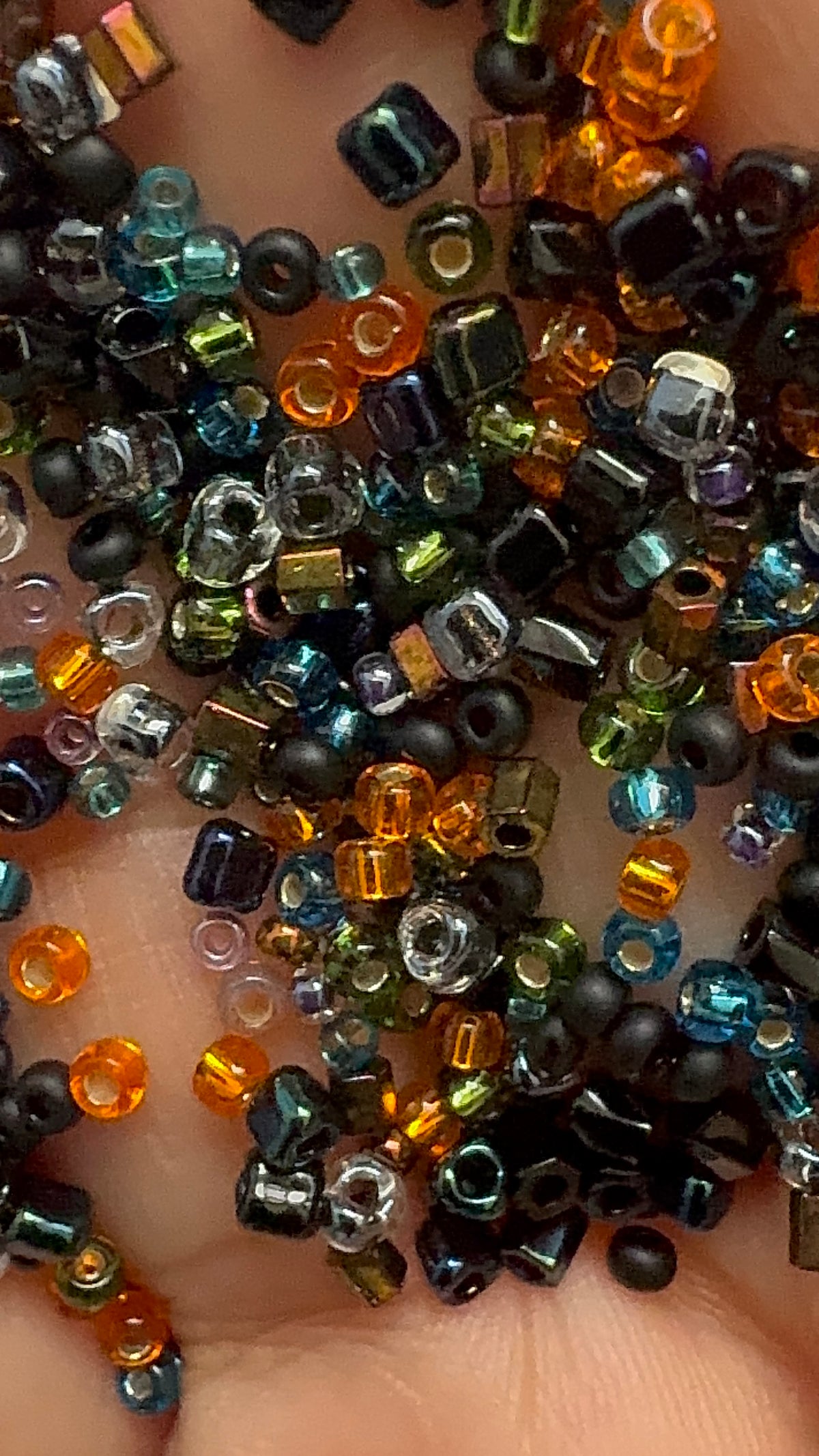 Midnight harvest mix, seed beads mix, size 11/0, 15/0, cube beads,30 grams