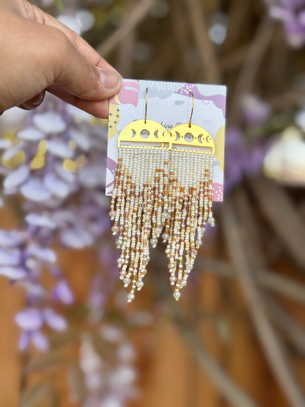 Handmade Statement beaded earrings, medium length earrings, boho earrings, seed bead earrings, gift for women