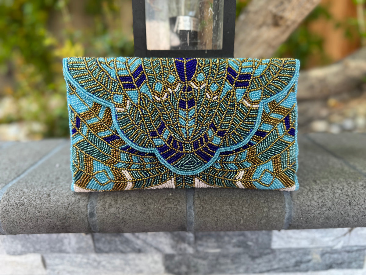 Exquisite Handmade Beaded clutch bag, detailed beaded clutch, evening party bag with string, Gift for her